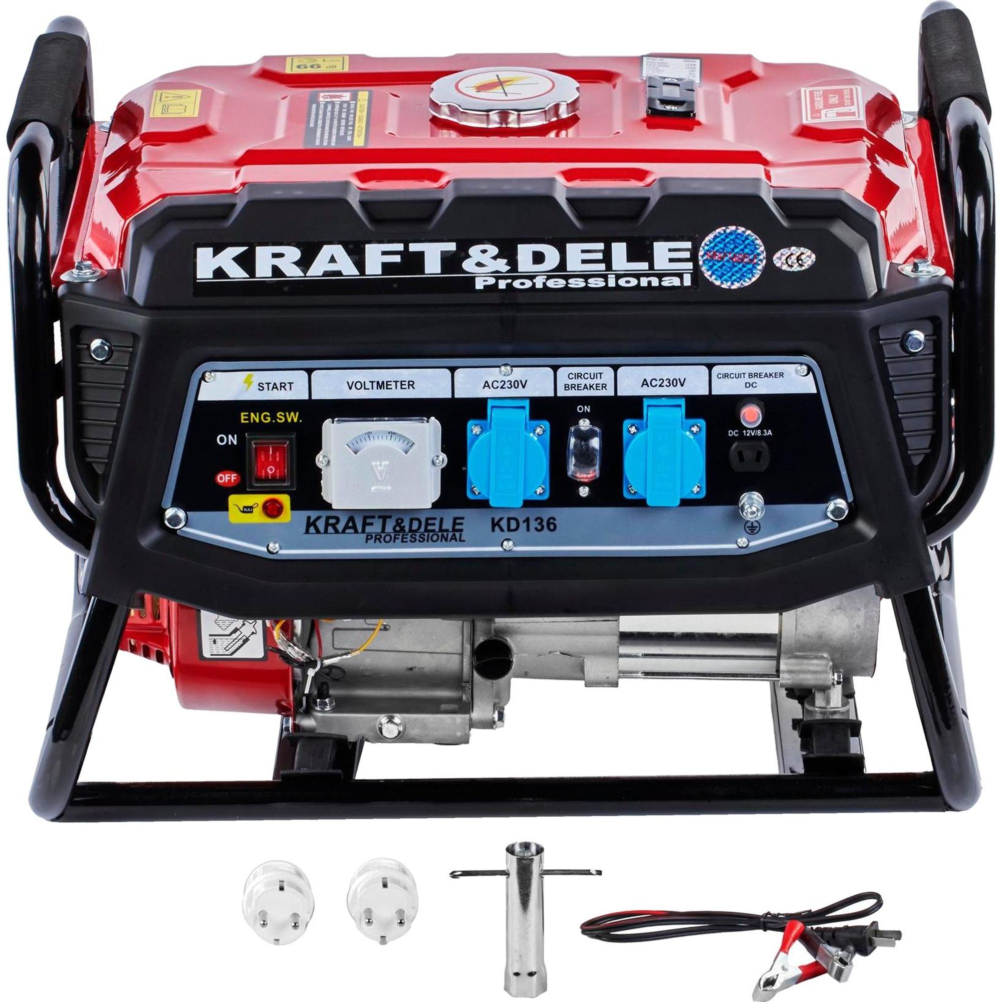 KRAFT&DELE | Einphasiger Generator, 3000W, 12/230V, Notstromaggregat, Stromerzeuger mit Zubehör, Stromgenerator
