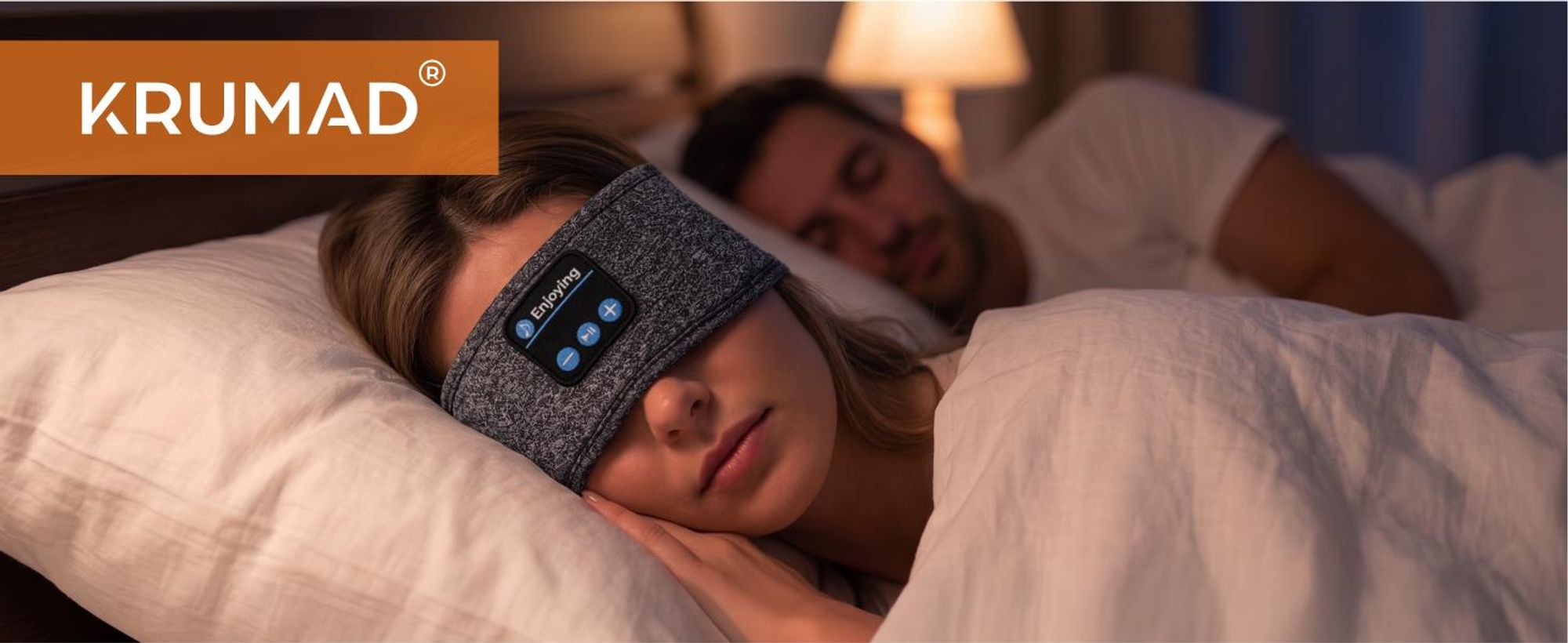 KRUMAD Schlafkopfhörer Bluetooth 5.3, Kopfhörer Stirnband für Seitenschläfer, kabellose Stereo Kopfhörer mit Lautsprechern, Musik und Schlaf