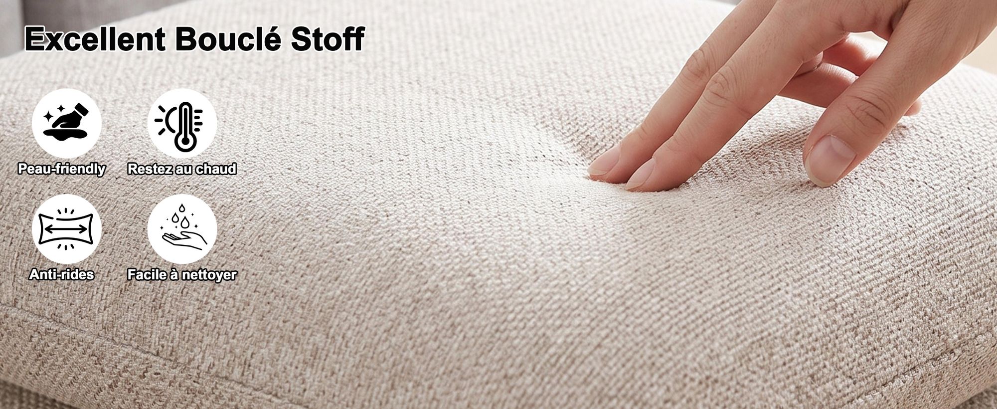Duhome Pouf en bouclette Pouf rembourré pivotant à 360° Ottoman moderne Tabouret de pied pour salon chambre couloir, beige