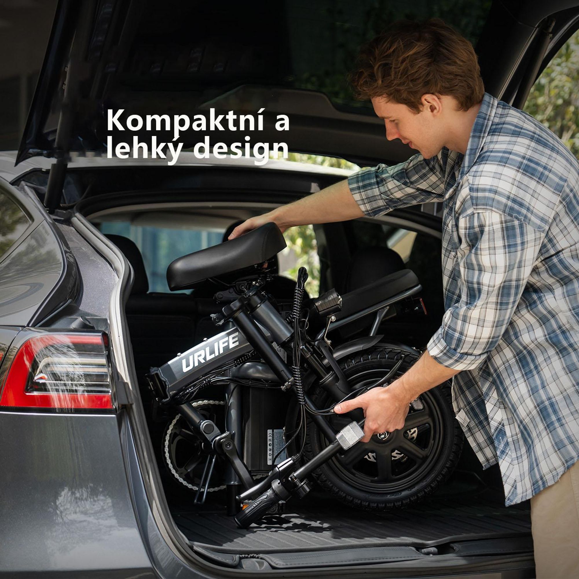 E-Bike URLIFE F1L - Motor 250W Baterie 48V 7.5Ah Pneumatiky  14 nohy Kotoučová Brzda - Černá