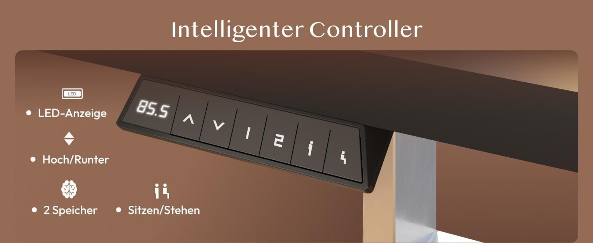 FLEXISPOT QE1 Höhenverstellbarer Schreibtisch 180x80cm, 4 Memory-Funktion, Antikollisionsschutz, 70kg Tragkraft, Haken, Kabelmanagement(Schwarz)