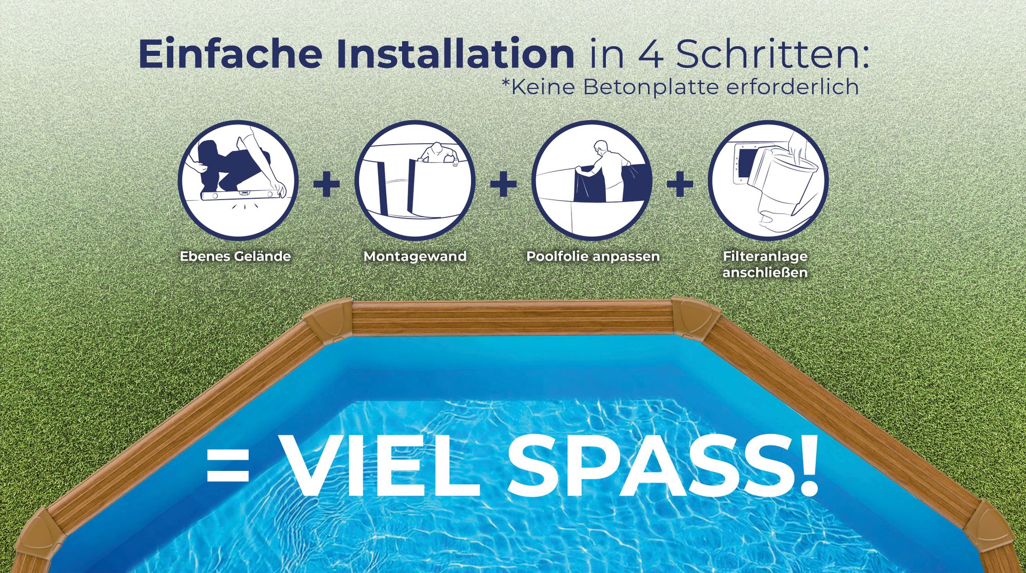 GRE Ovaler Stahlwandpool mit Holzoptik KITPROV6188WO – 610 x 375 x 132 cm, Komplettset + GRATIS Elektrischer Poolreiniger VCB50