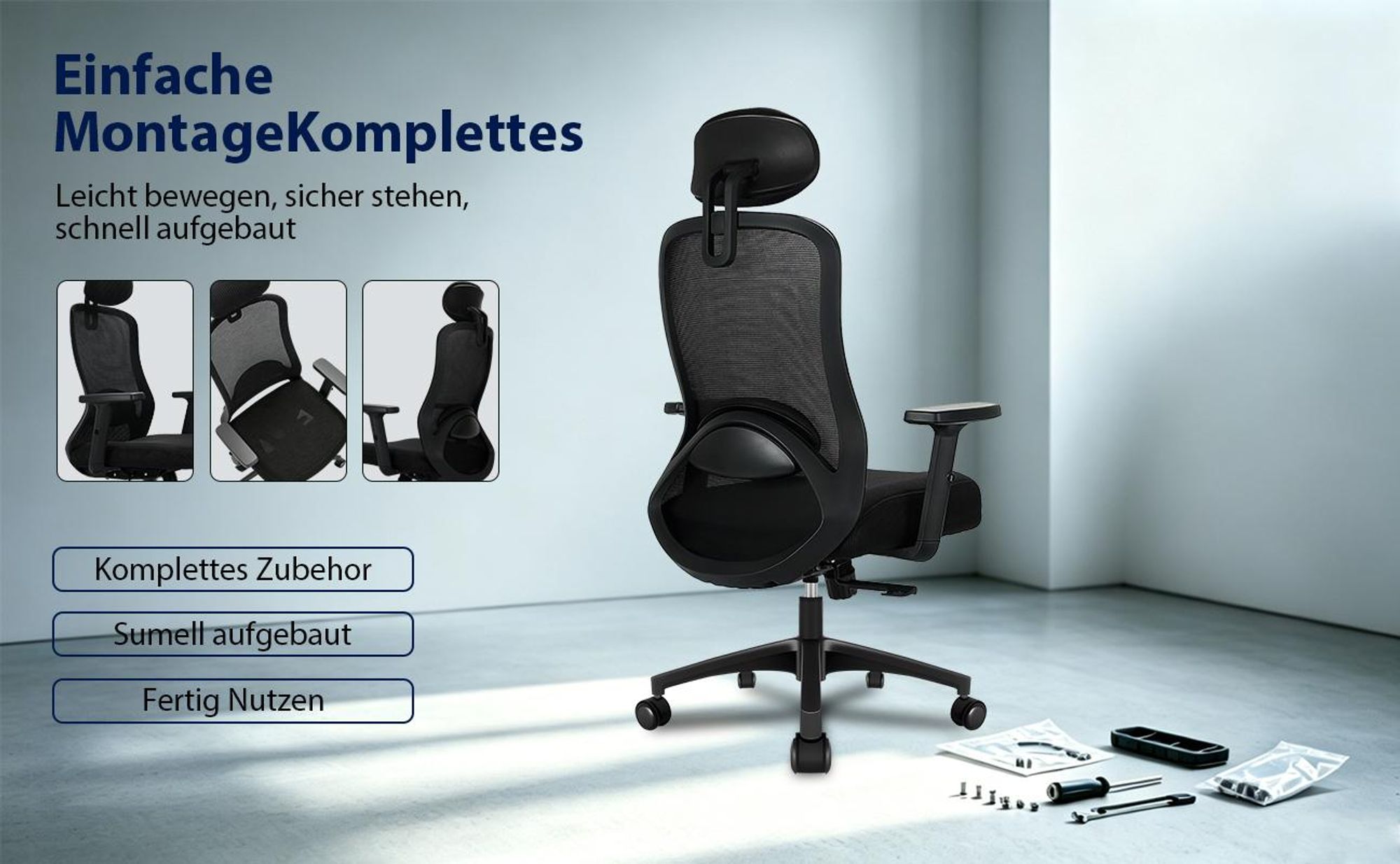 Bürostuhl,Chefsessel Wippfunktion 200kg belastbar ergonomisch,Bürostuhl
