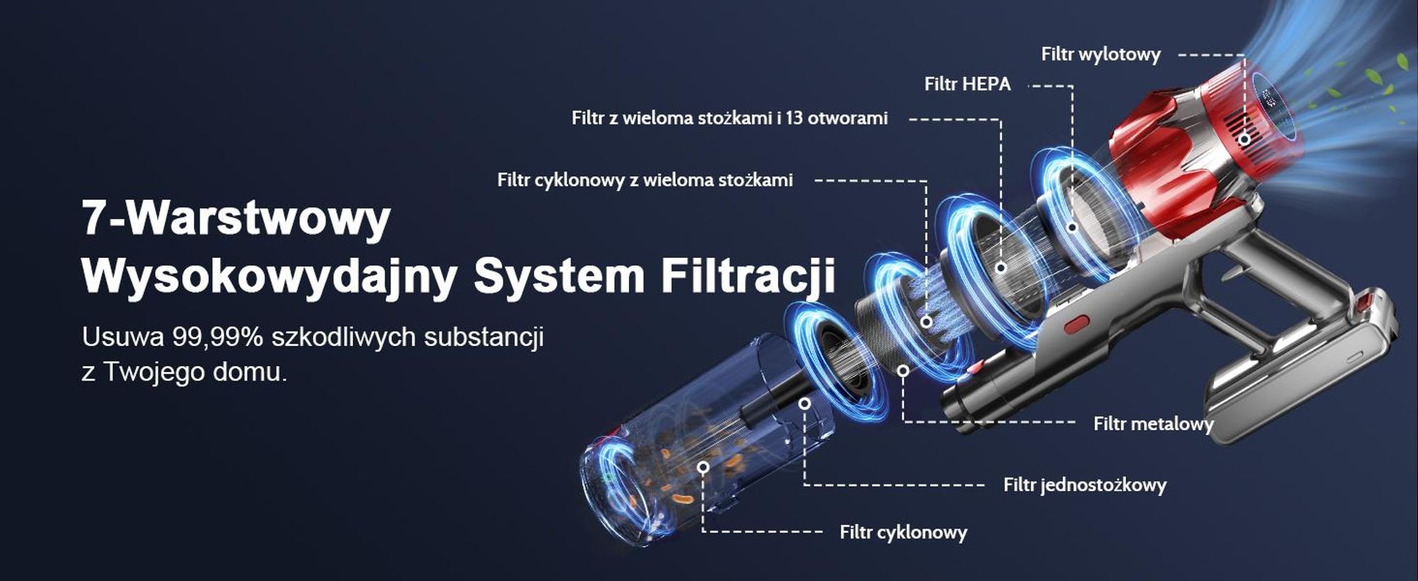 Odkurzacz akumulatorowy Aiibot, 85 000 Pa/80 min/750 W, bezprzewodowy z wyświetlaczem Smart Display, ultracichy odkurzacz (50 dB) z szczotką zapobiegającą plątaniu się włosów, 3 tryby ssania