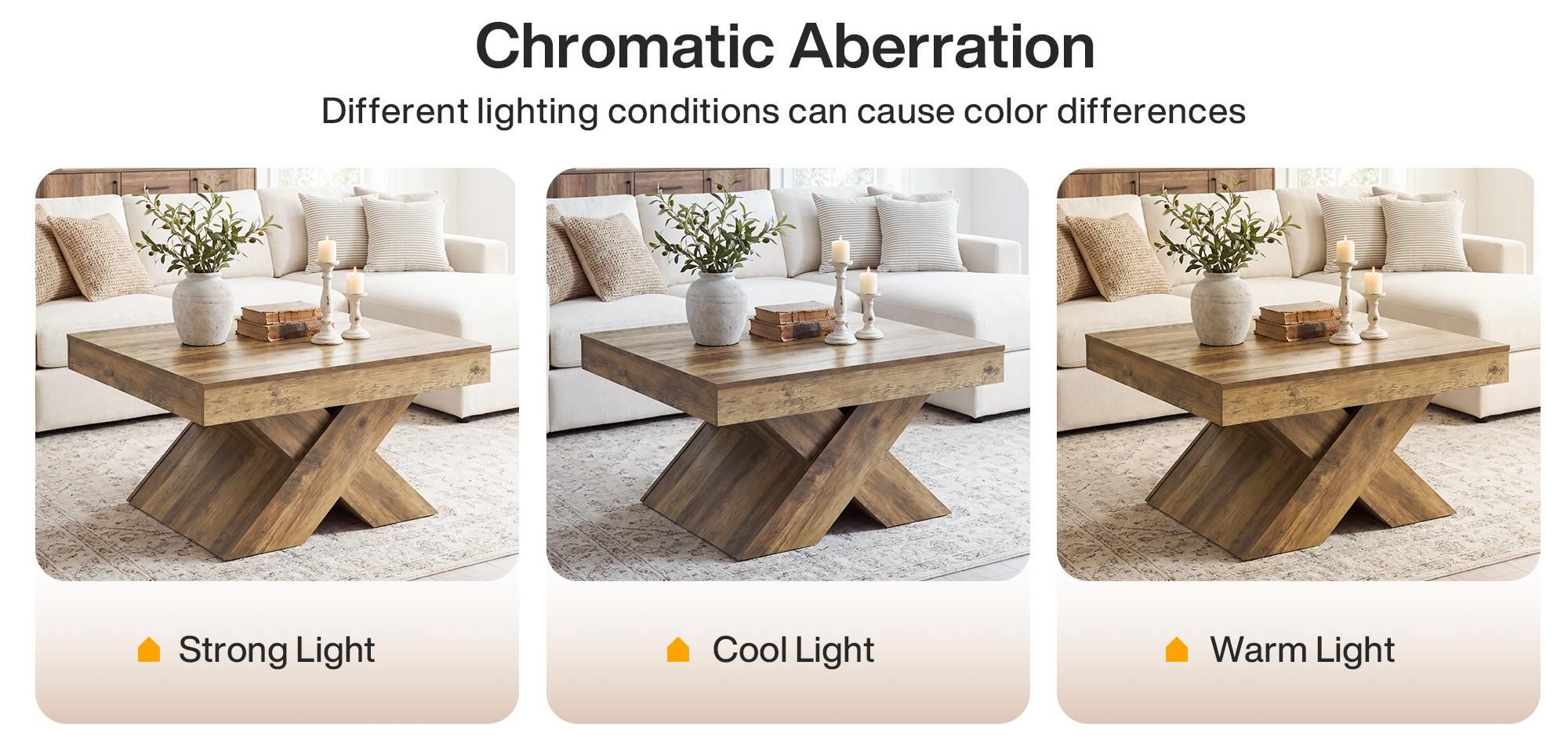 Tribesigns Quadratischer Couchtisch, 80 cm Couchtisch im Landhausstil aus Holz mit X-Gestell für das Wohnzimmer, Beistelltisch für kleine Räume