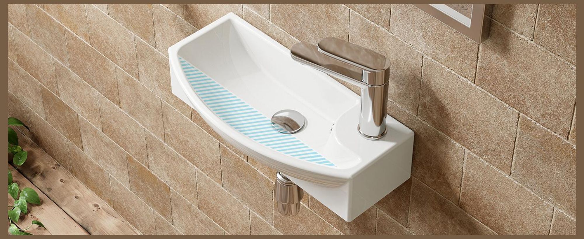 HOROW Hänge Handwaschbecken Weiß  Aufsatzwaschbecken mit Hahnloch und Überlauf, Kleines Waschbecken 40cm, ultradünner Rand