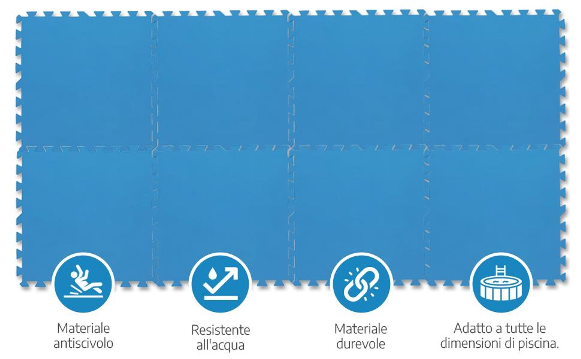 Tappetini per piscina Meisterhome® - Set da 9 pezzi da 50x50 cm (2,25 m²) - Tappetini protettivi per il fondo della piscina e della vaschetta per bambini