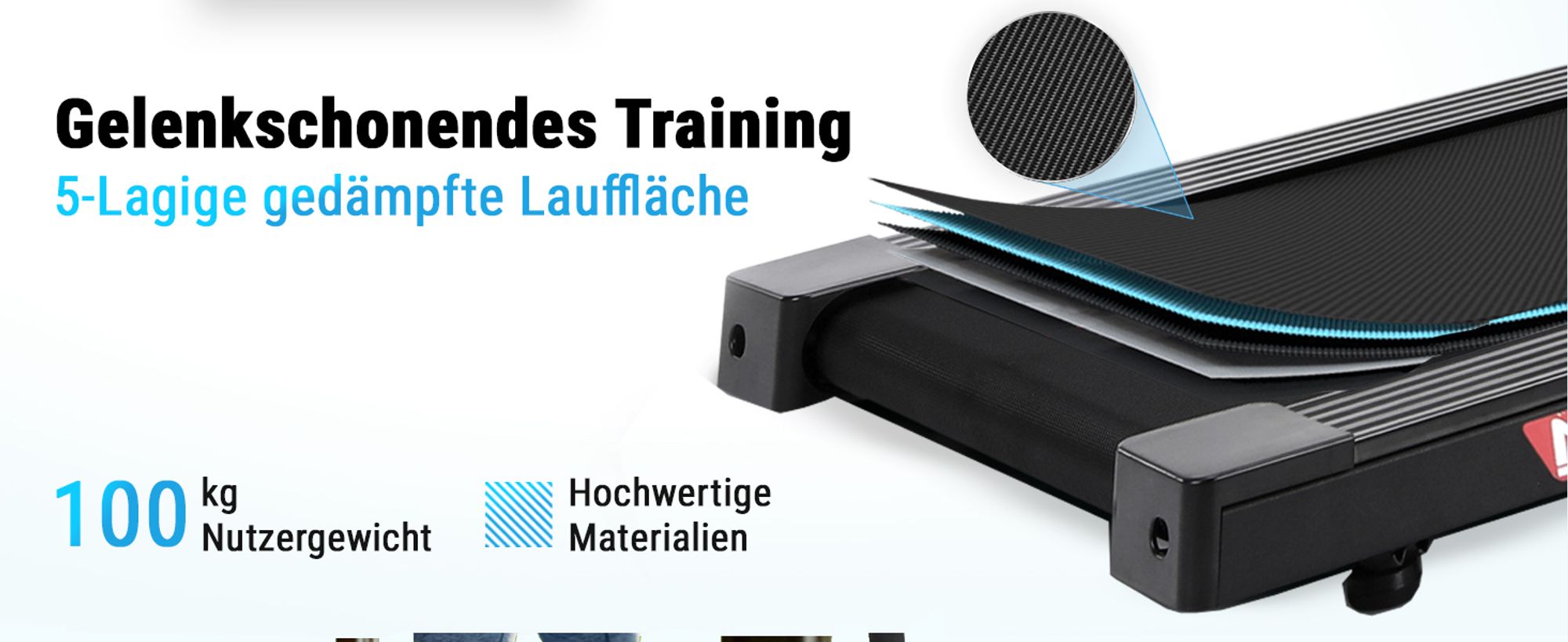Laufband klappbar AsVIVA T21 Heimtrainer bis 12 km/h 2,5 PS leise kompakt für Zuhause