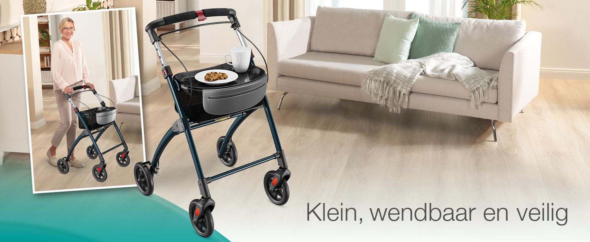 ELONEO Woonrolstoel, 54 cm breed, opvouwbaar en lichtgewicht, inclusief dienblad en stoffen mand. Smalle rolstoel voor binnenshuis, inklapbaar, aluminium. Mobiliteit voor thuis, antraciet