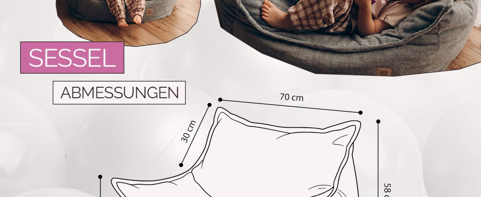 MISIOO Kinder Sessel Roya Chenille – Kindersessel für Kinderzimmer, Weicher Sitzsack Kinder, Bodensessel Bean Bag Sofa, Premium Szenila, 80x73x58 cm