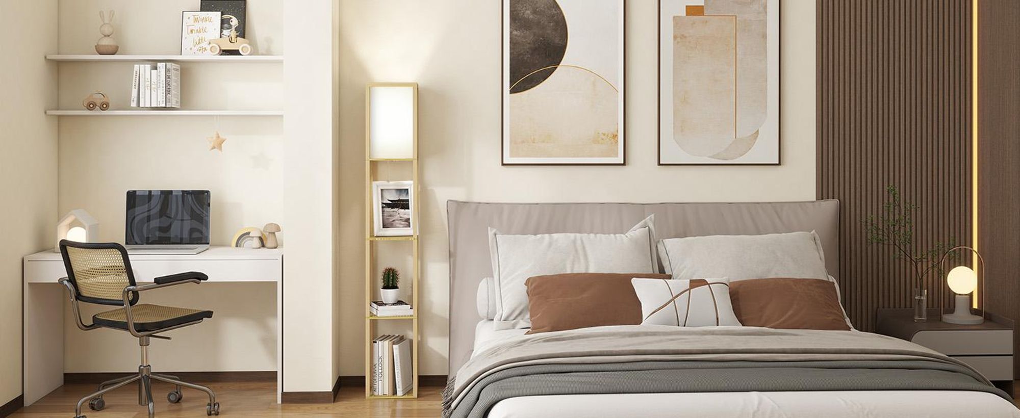 Puluomis 3 Ebene Stehlampe Stehleuchte Standleuchte standlampe Bodenlampe, E27 Innenbeleuchtung für Schlafzimmer Wohnzimmer Holz Regal holzfarbe 160cm