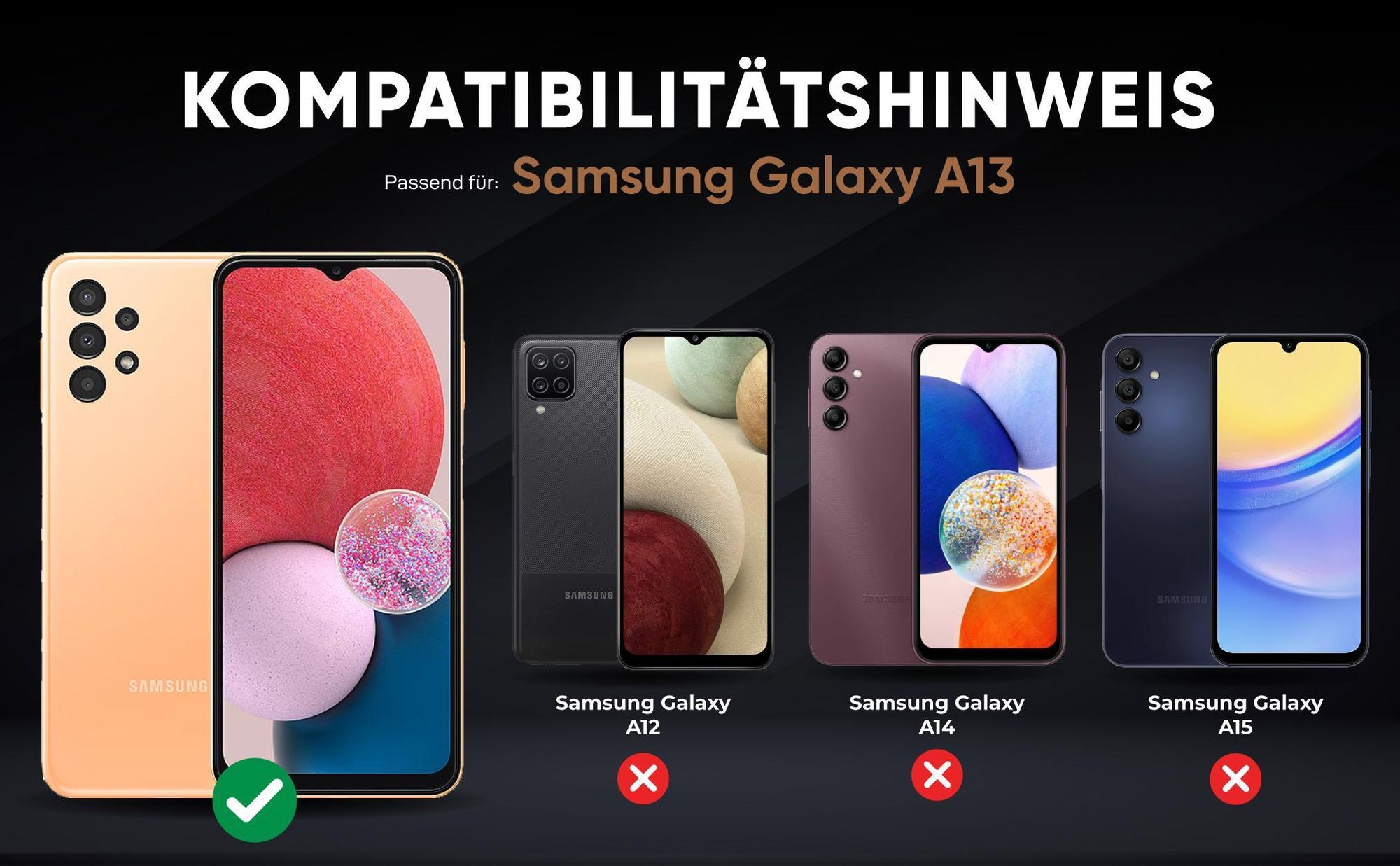 Kompatibilitätshinweise Hülle für Samsung Galaxy A13