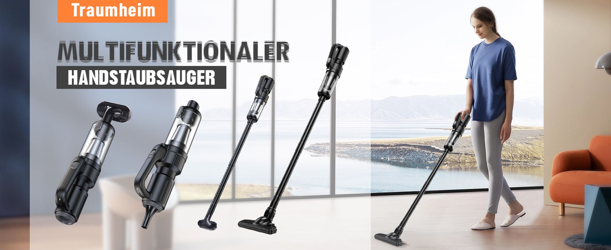 Akku-Staubsauger,Stielstaubsauger,8000Pa Handstaubsauger,6-In-1 Kabelloser Staubsauger Und LED Handstaubsauger,Autostaubsauger,Für Harte Böden Teppich
