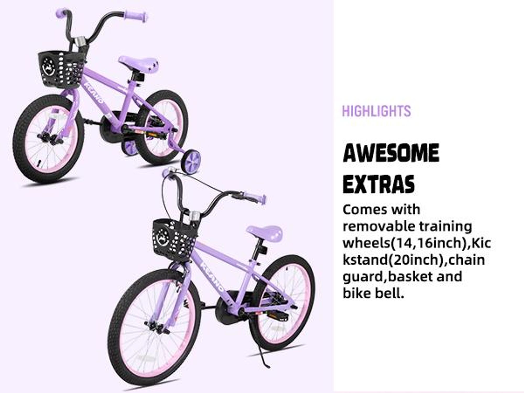 Joystar 14 Zoll-Kinderfahrrad für Jungen und Mädchen im Alter von 3 bis 8 Jahren, Kindergeschenk mit Stützrädern, Korb, geschlossenem Kettenschutz