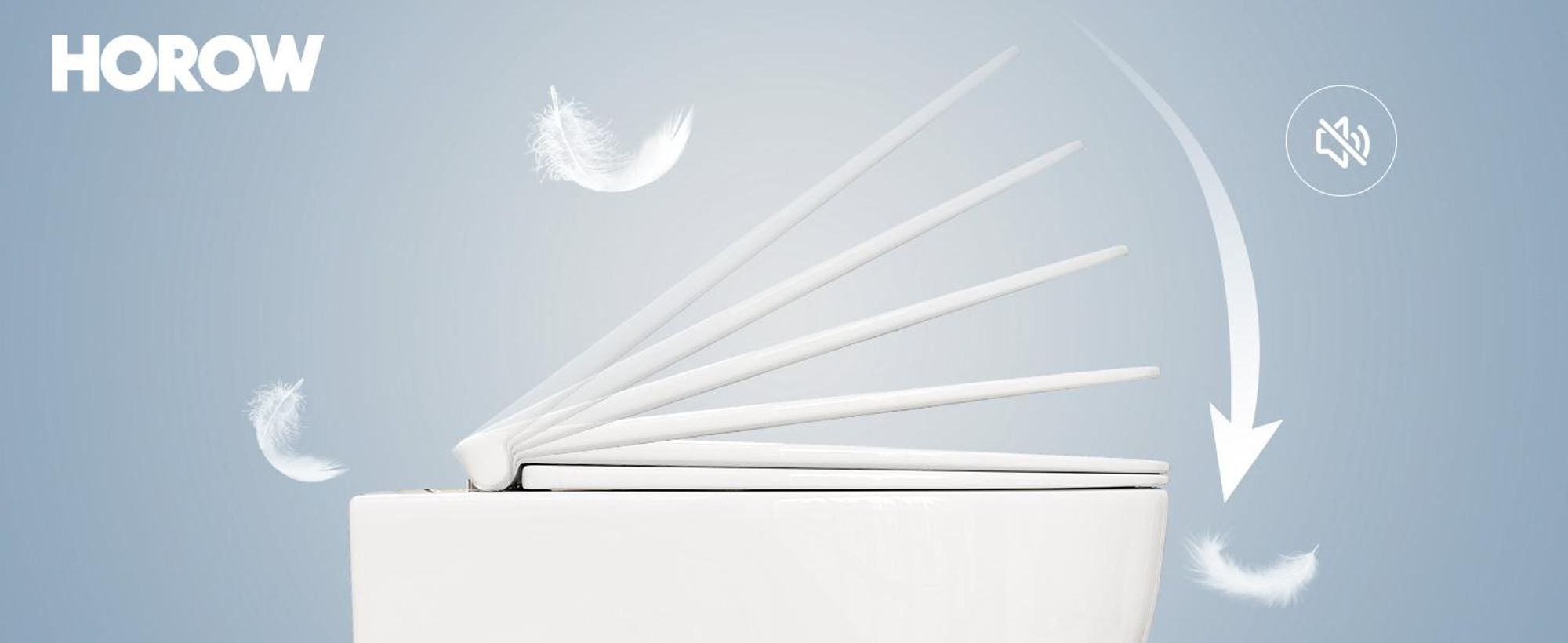 HOROW Wandtoilet met diepe spoeling, randloos - 360° Superspin spoeling met één gat, wandtoilet met afneembare softclose toiletbril