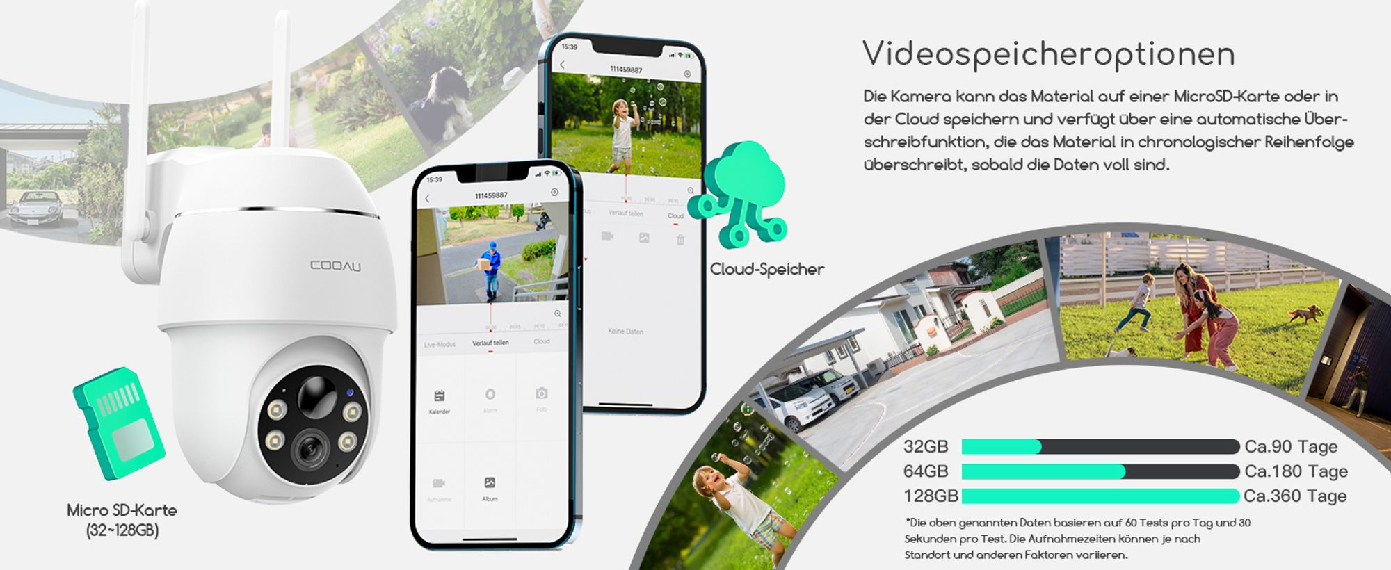 3MP Überwachungskamera Aussen Akku Solar IP Kamera WLAN Outdoor Überwachung mit H.265-Videokomprimierung | 4 Spotlight