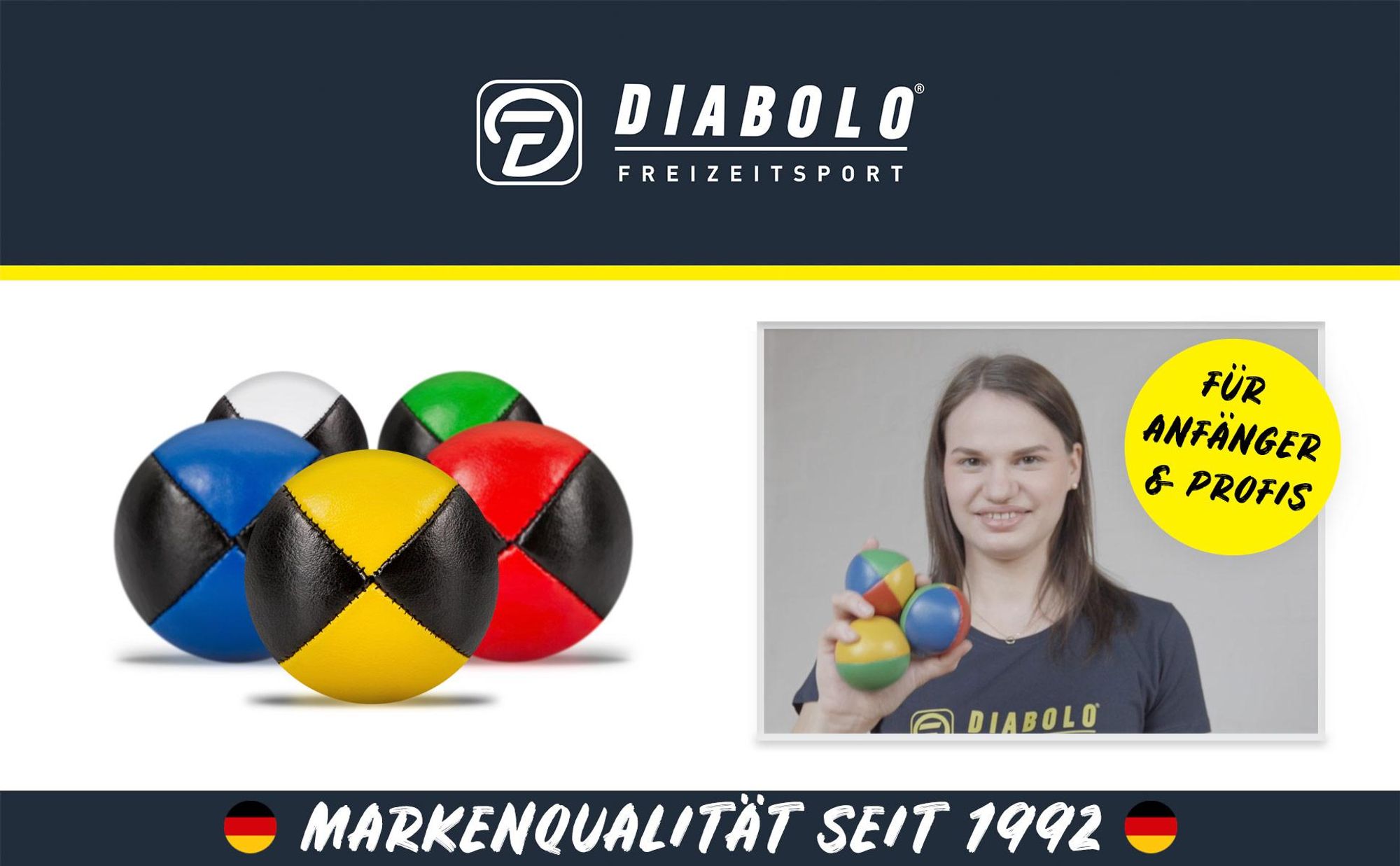Diabolo jonglierbälle erwachsene -  62 mm Set mit 5 jonglierbälle In vier Farben | jonglierbälle anfänger kinder mit plastikfreier Geschenkverpackung