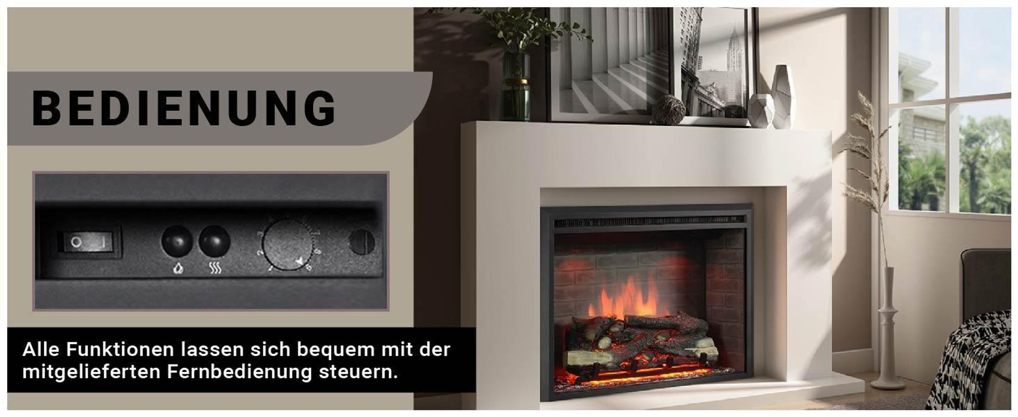 Elektrisches Kaminfeuer Balderia Calida 30 2000 Watt"