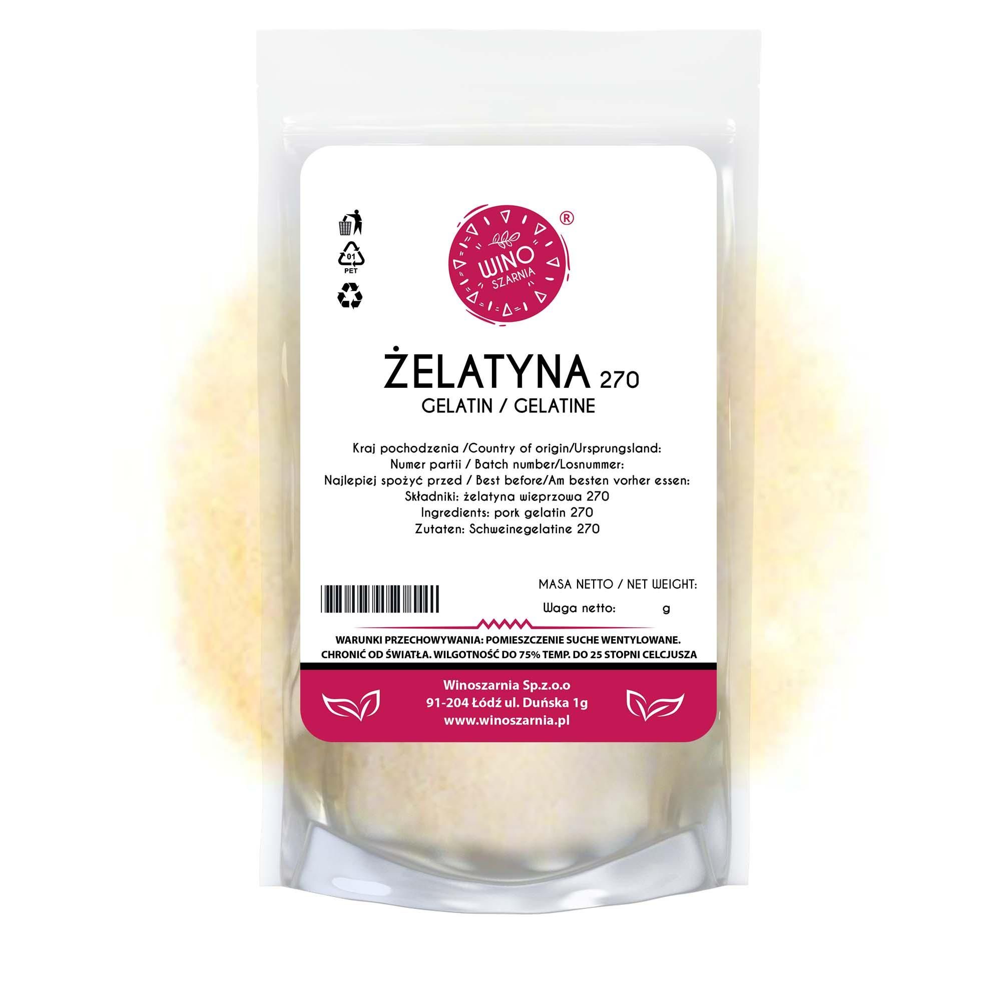 Żelatyna spożywcza wieprzowa 270 BLOOM 1kg Naturalna bardzo mocna
