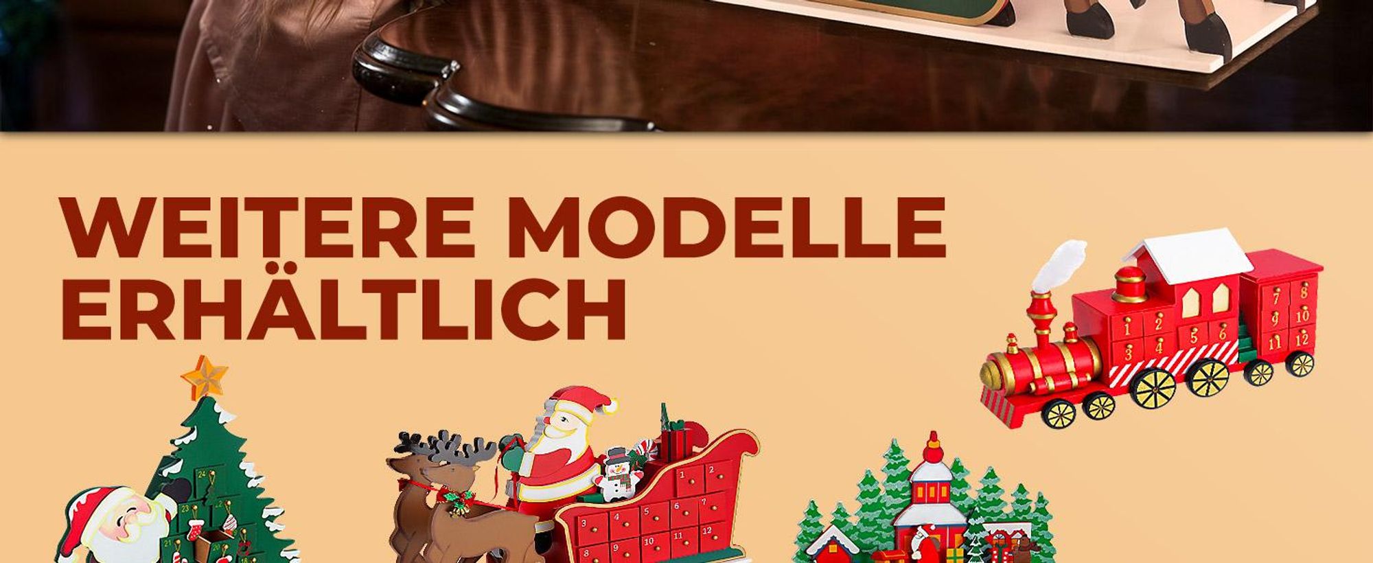 SPIELWERK® Wiederverwendbarer Adventskalender Schlitten zum Befüllen 24 Türchen Bunt Bemalt Weihnachten Kinder DIY weihnachtliche Holz Dekoration
