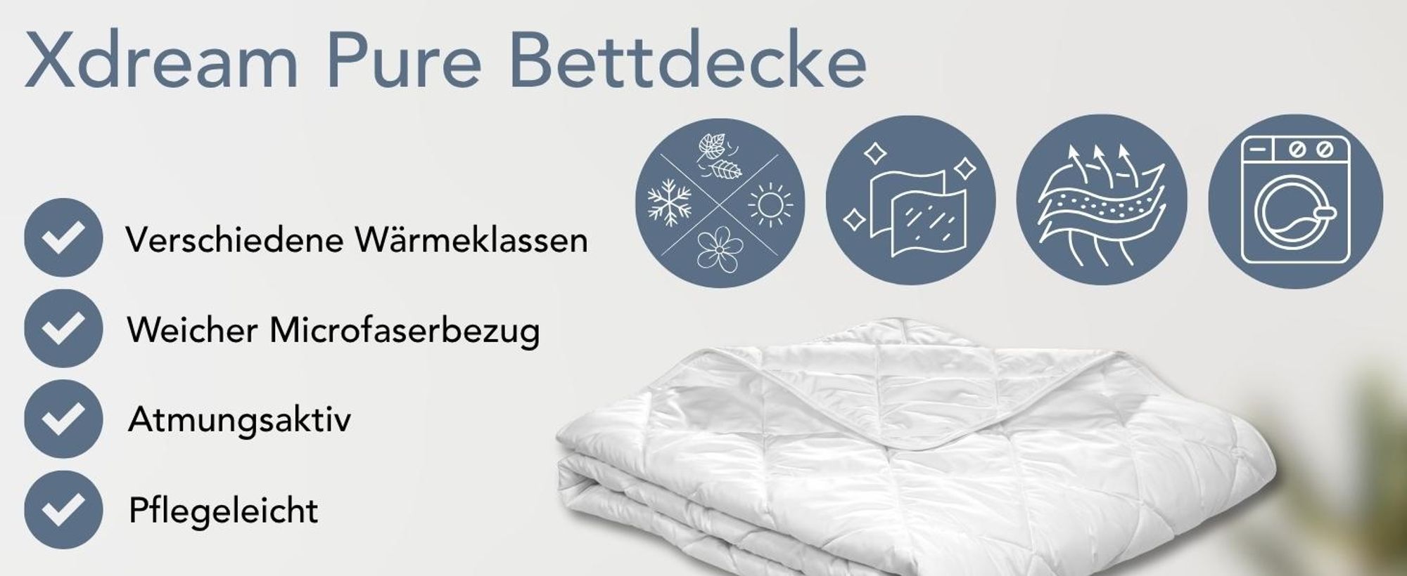 4-seizoenen dekbed | 220 x 240 cm | XDREAM Pure | 2 samengebonden dekbedden