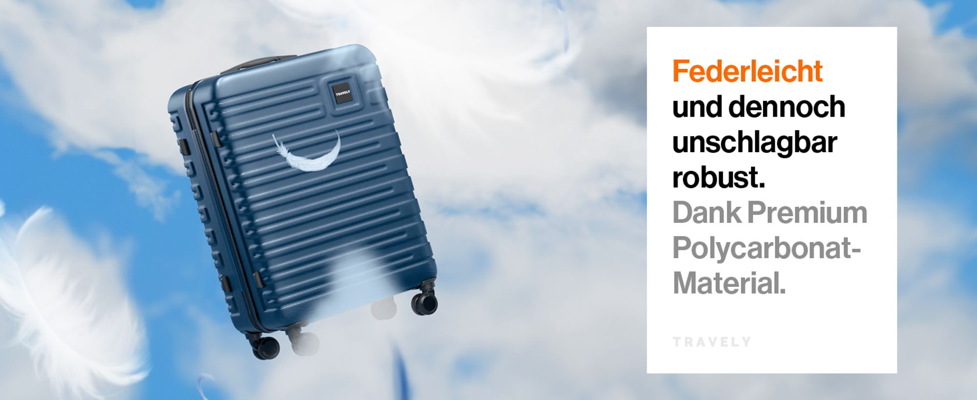 Travely Polycarbonat Koffer Groß 67cm L - 60L Innenvolumen - sehr robuster Hartschalen Koffer mit sanften Rollen & TSA Schloss, Reisekoffer, Koffer & Trolleys, Reisekoffer mit Rollen