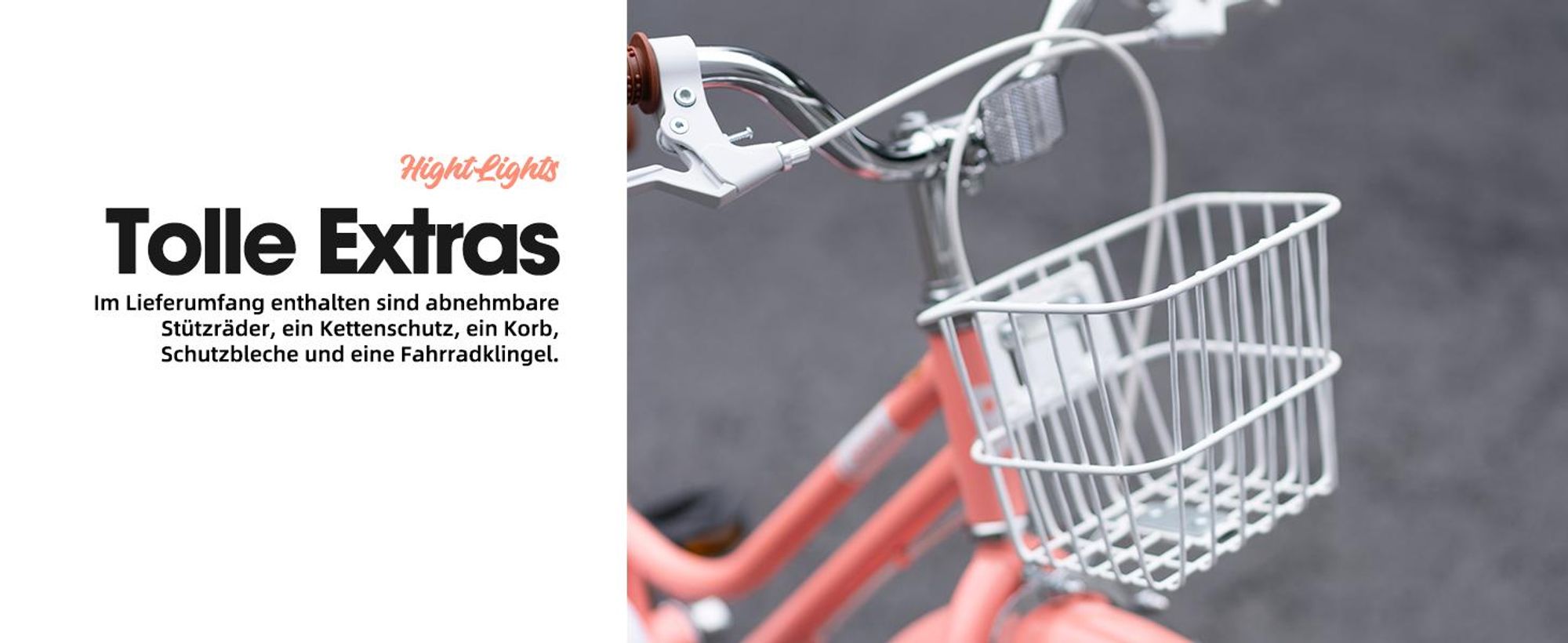 STITCH 14 Zoll Kinderfahrrad mit Korb, Schutzblechen, vollständigem Kettenkasten & Stützrädern,Geeignet für Anfänger, Kindergeschenk, Rosa