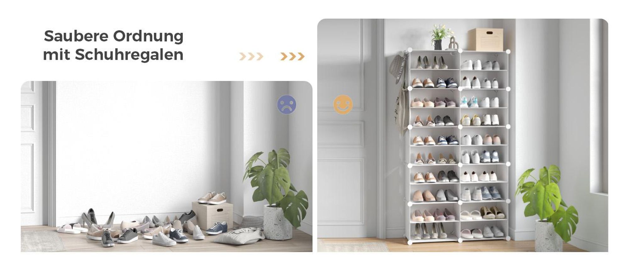 Mondeer Schuhregal Schuhschrank mit Tür, Staub- und Wasserabweisend, für 20-40 Paar Schuhe Weiß