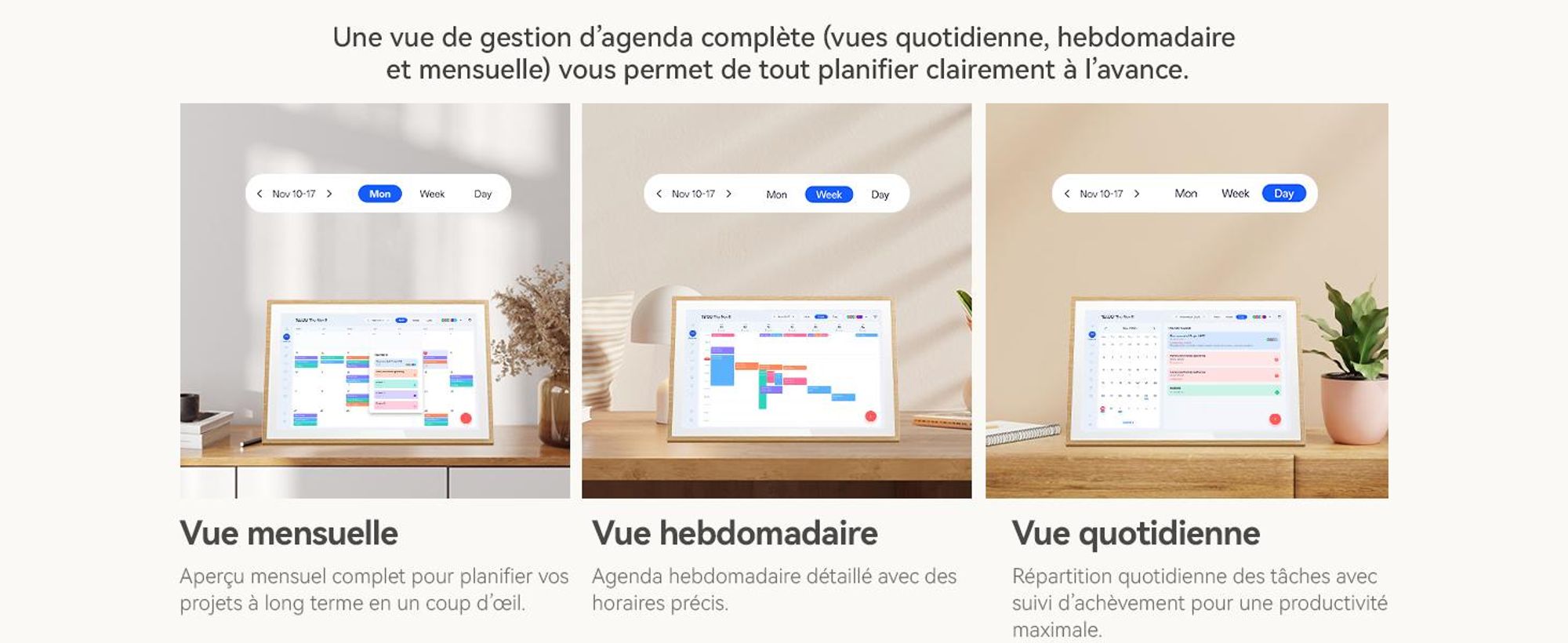2026 NOUVEAU ! Blackview NEST 10, calendrier numérique et cadre photo de 10,1 pouces avec écran tactile, Wi-Fi, résolution 1280x800, format 16:10, partage de photos, contrôle parental, design en bois