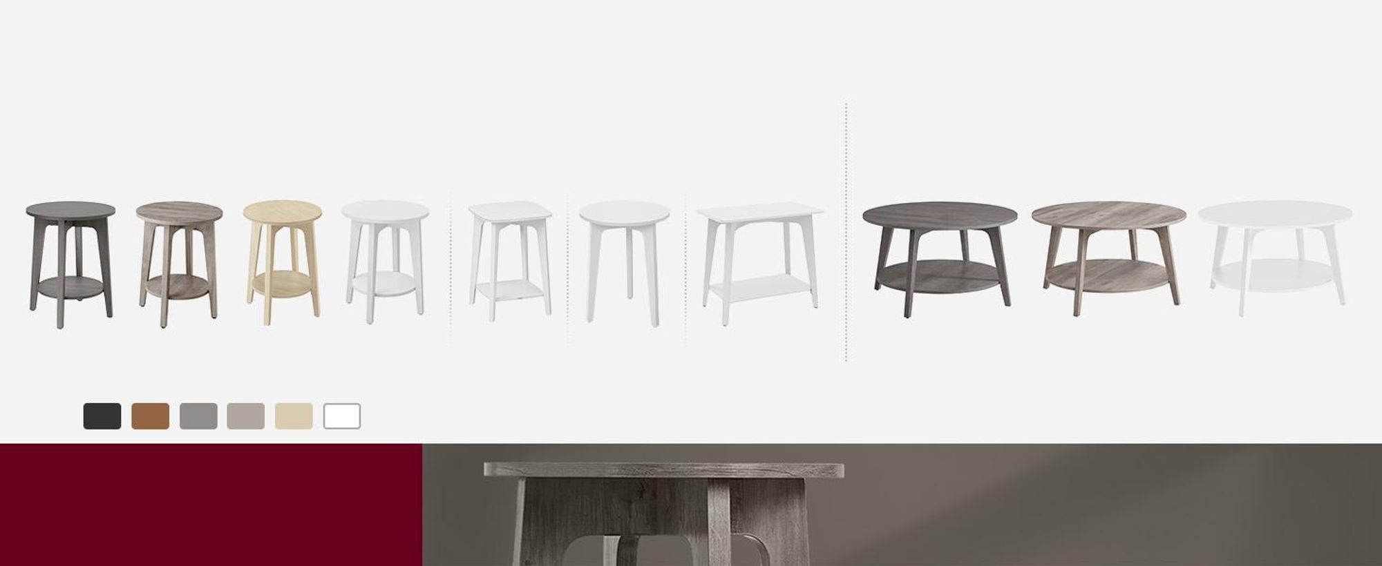 VASAGLE Couchtisch rund, 80 cm Wohnzimmertisch, konische Beine, braun