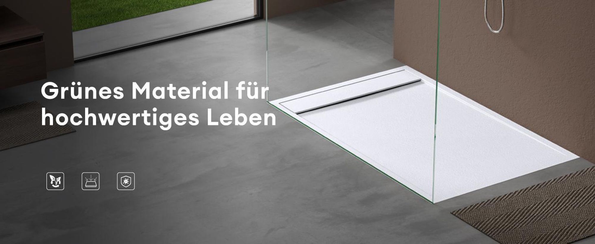 doporro Duschtasse Duschwanne 90x100x3cm aus Mineralguss in Weiß Rechteckig DIN für bodenebene Montage geeignet inkl. Ablaufgarnitur Geoma10