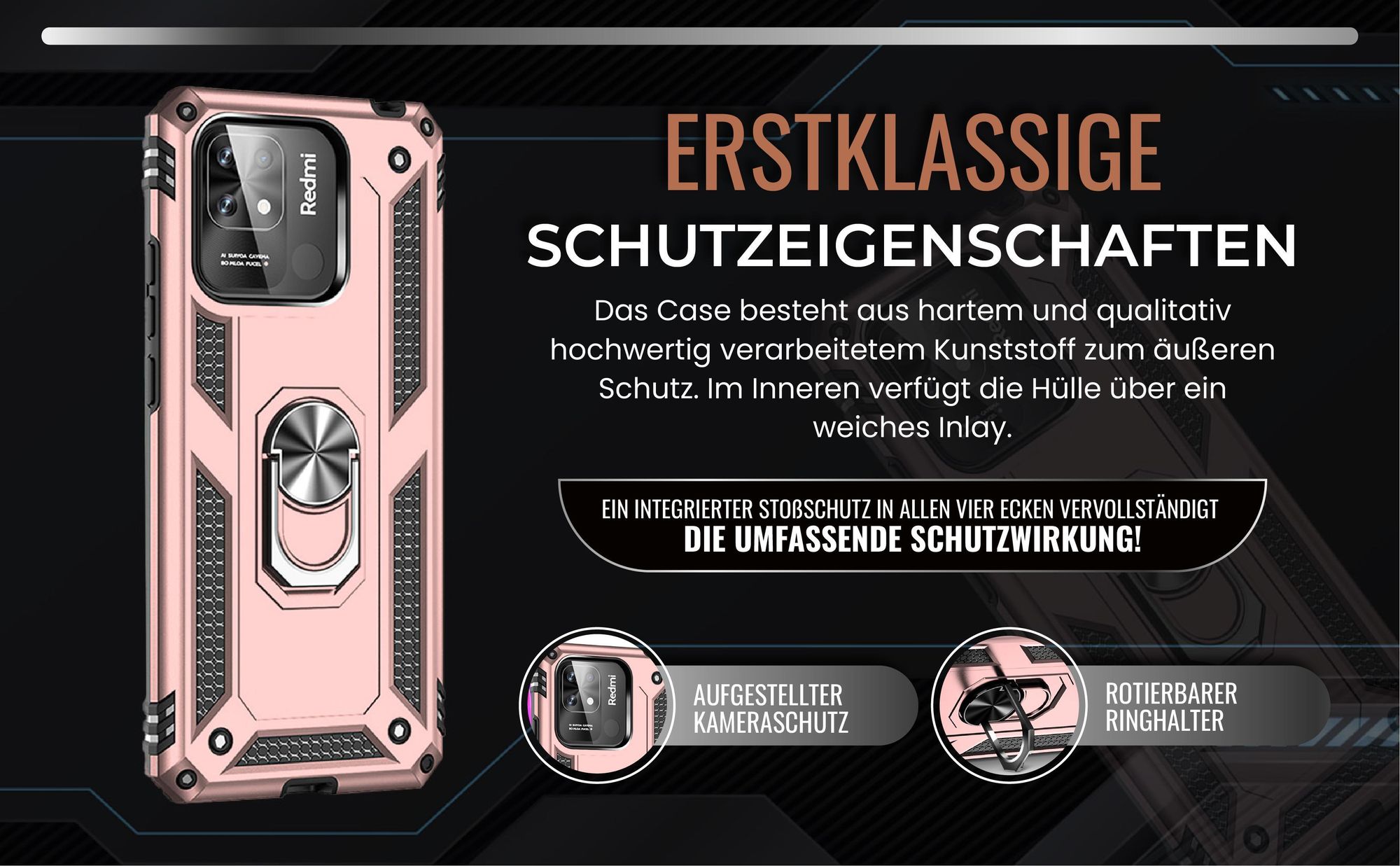 Handycase in Rosegold für Xiaomi Redmi 10C mit Kameraschutz