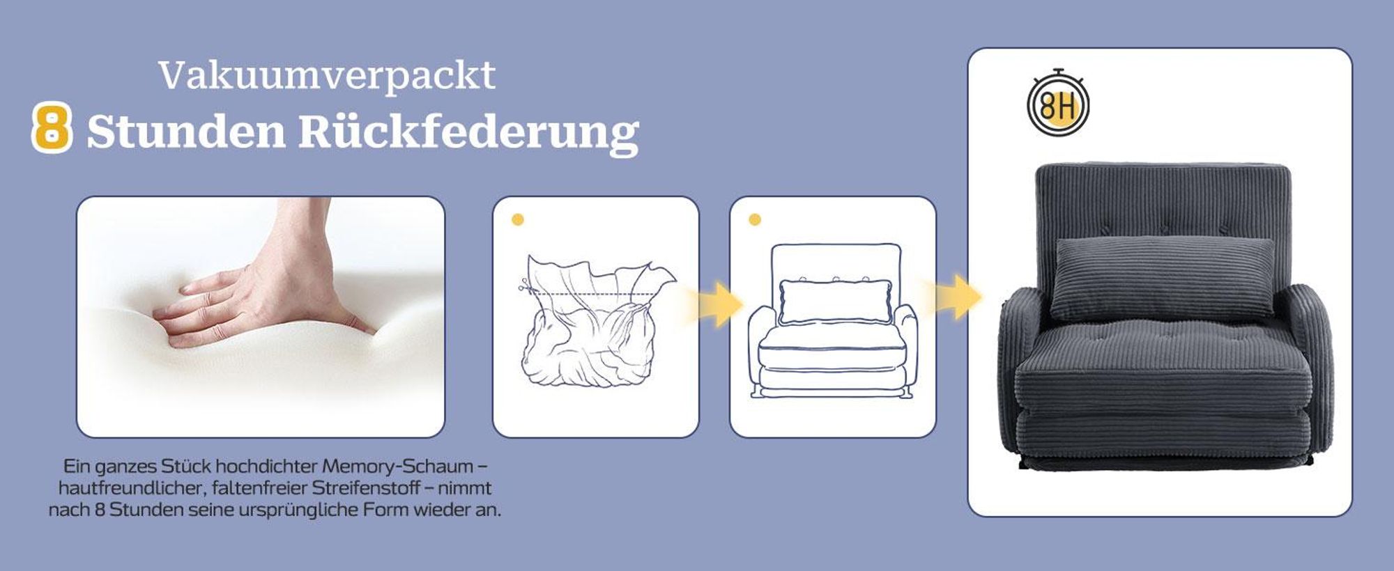 Bodenhohes Sofa,- mit Schlaffunktion, erhältlich in verschiedenen Farben, moderner Cordstoff, Dunkelgrau