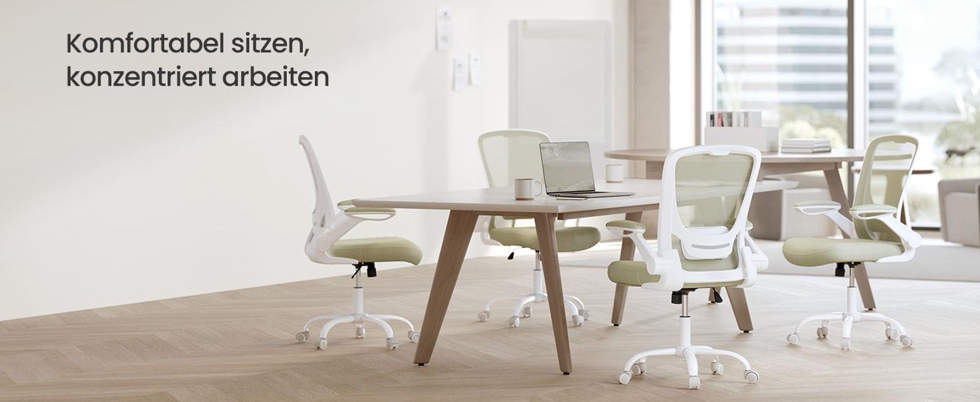 SONGMICS Schreibtischstuhl, atmungsaktive Netzbespannung, Oatmeal Beige