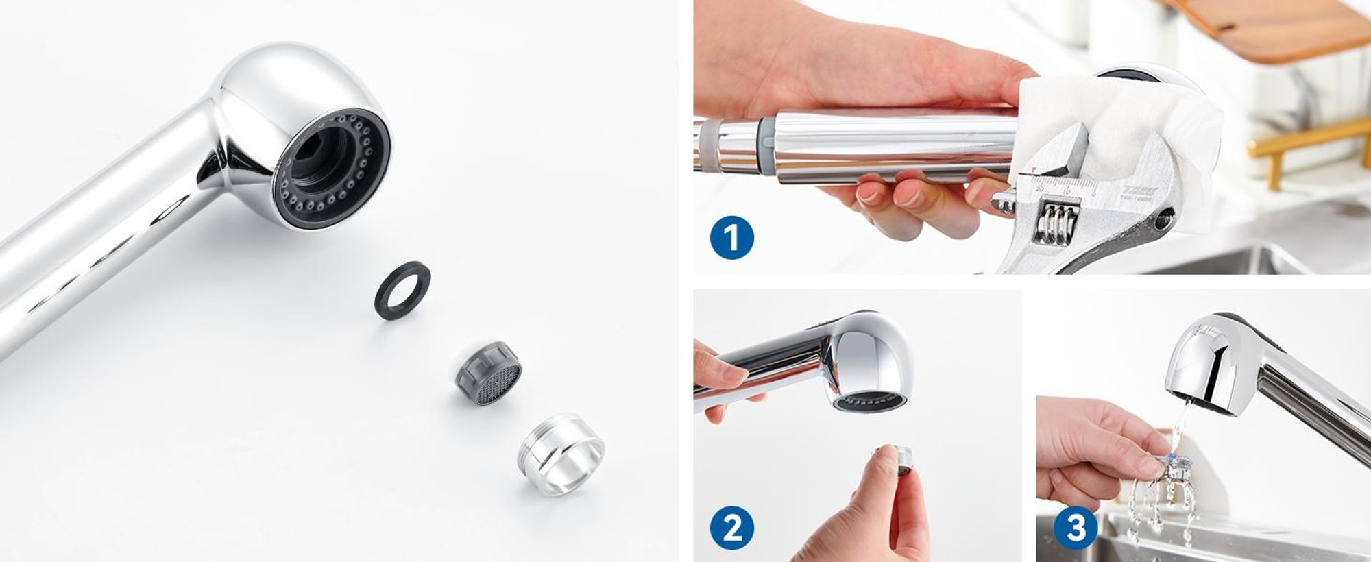 Ausziehbar Wasserhahn mit 2 Strahlarten und 360° Drehung für mehr Flexibilität, Auralum Wasserhahn Küchenarmatur, Spültischarmatur, Chrom