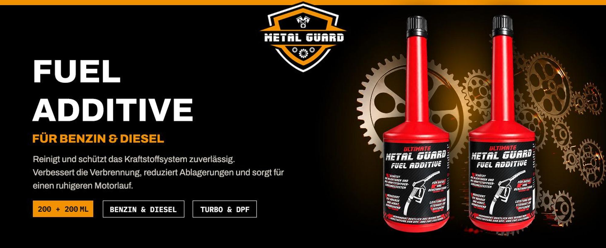 Metal Guard FUEL 2x200 ml Kraftstoffadditiv Diesel Benzin LPG DPF Katalysator Einspritzdüsen Reiniger Verbrauch Senken Motorschutz