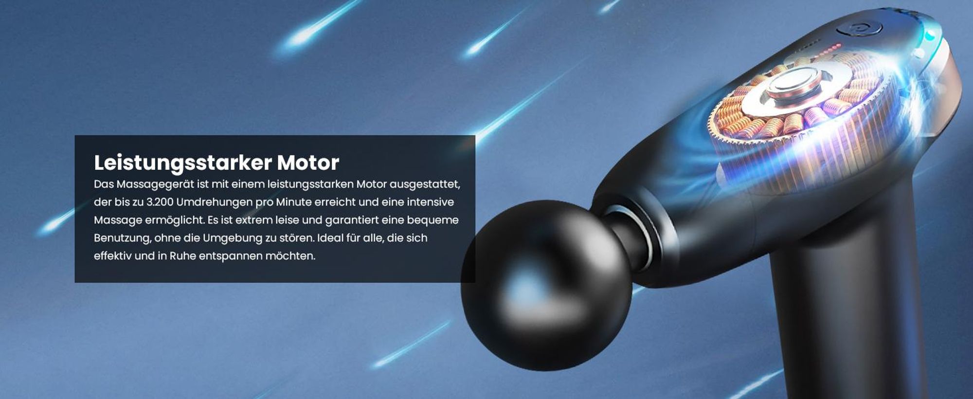 Extralink Massage Gun Lite Massagepistole 40W, 6 Aufsätze, 6 Stufen, USB-C, bis 3200 U/min