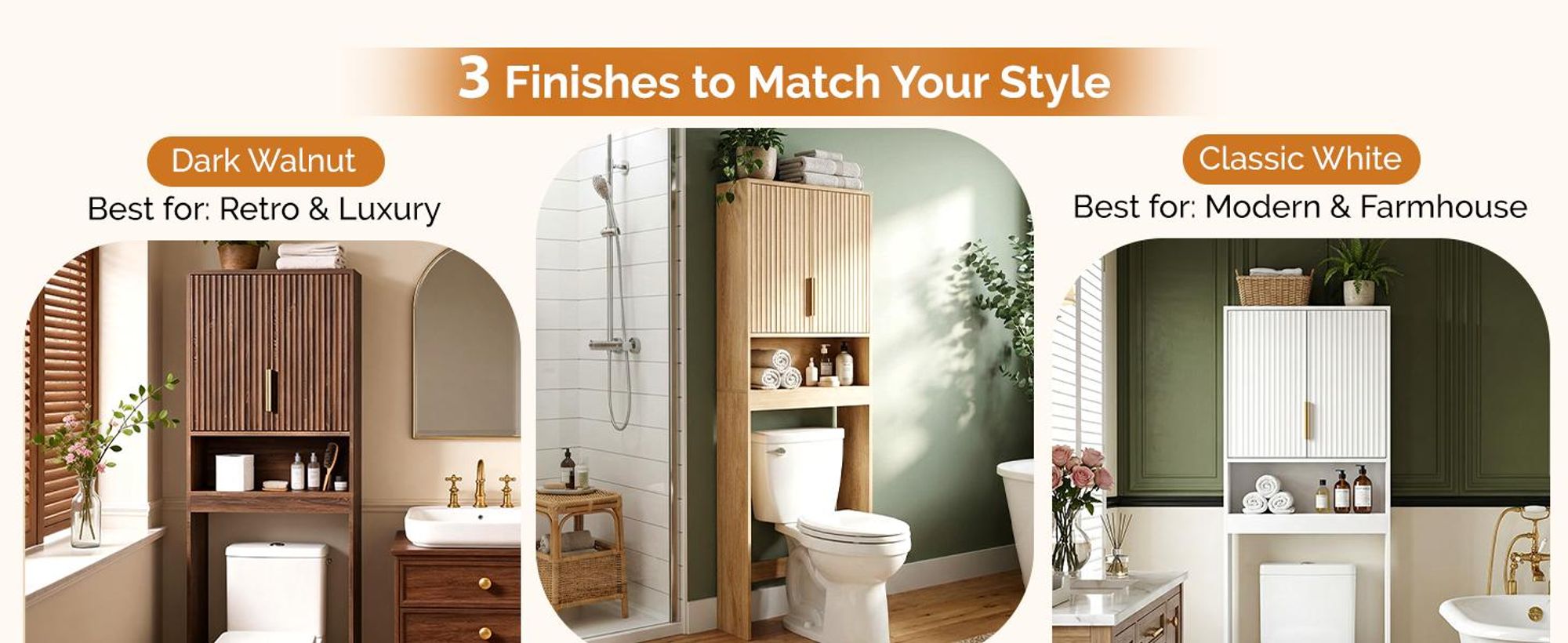 FCH WC Regal über Kleine Waschmaschine Toilette, mit 2 Türen, Verstellbarer Ablage, 60.5 x 25 x 173 cm, Weiß