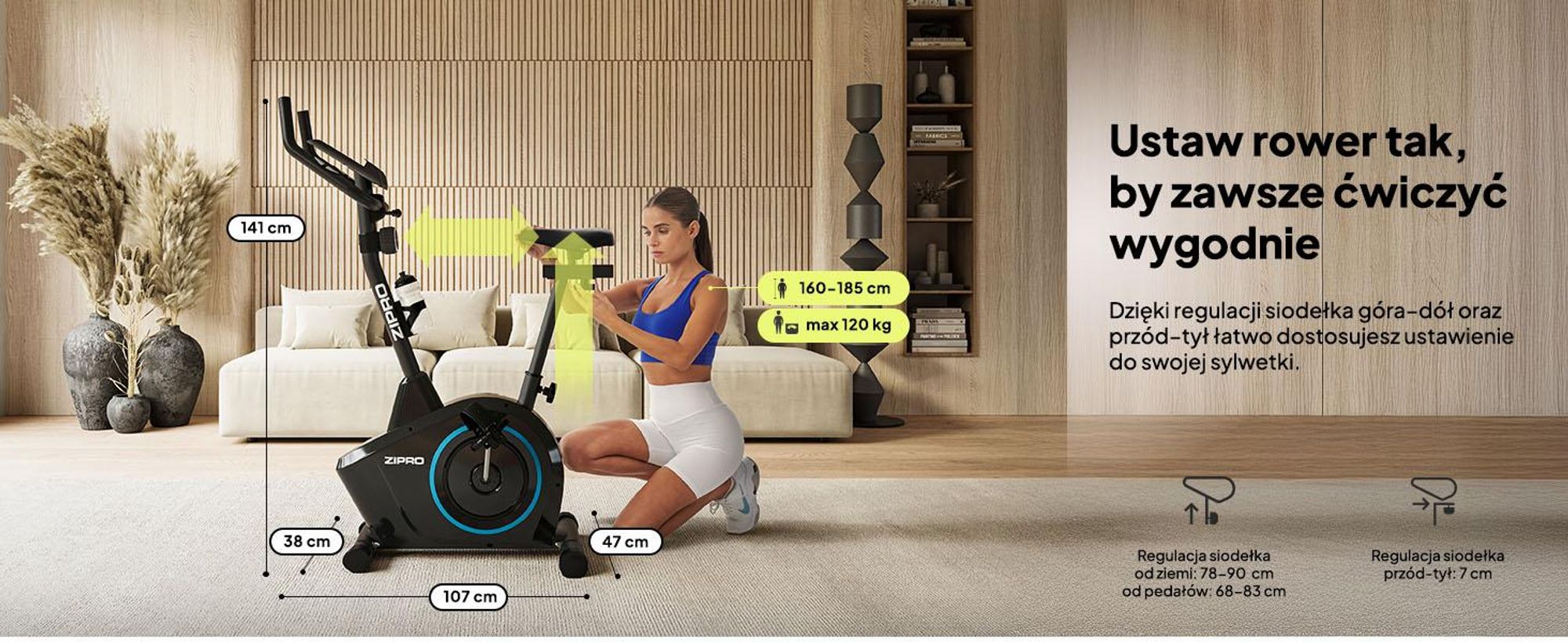 Rower treningowy Zipro Boost – magnetyczny rower fitness z masą obrotową 7 kg Cichy ergometr do użytku domowego Pomiar tętna, regulowany