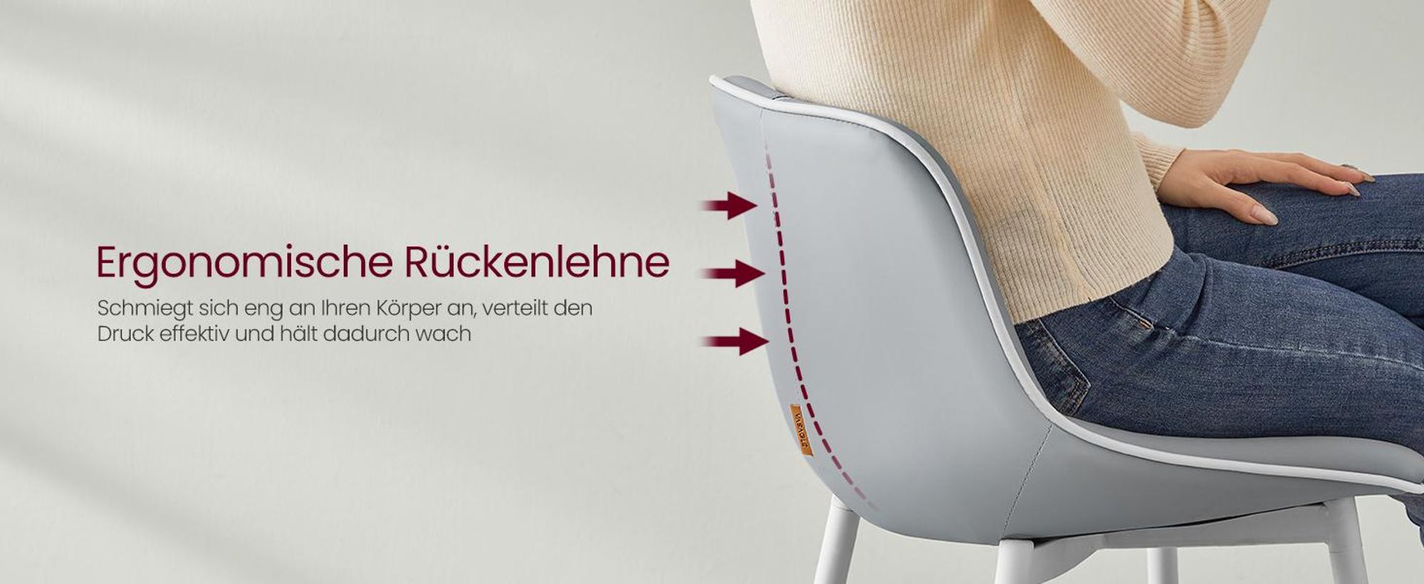 VASAGLE Barhocker 2er Set, ergonomische Rückenlehne, Metallbeine mit verstellbaren Universalfüßen, 62 cm hoch, Taubengrau