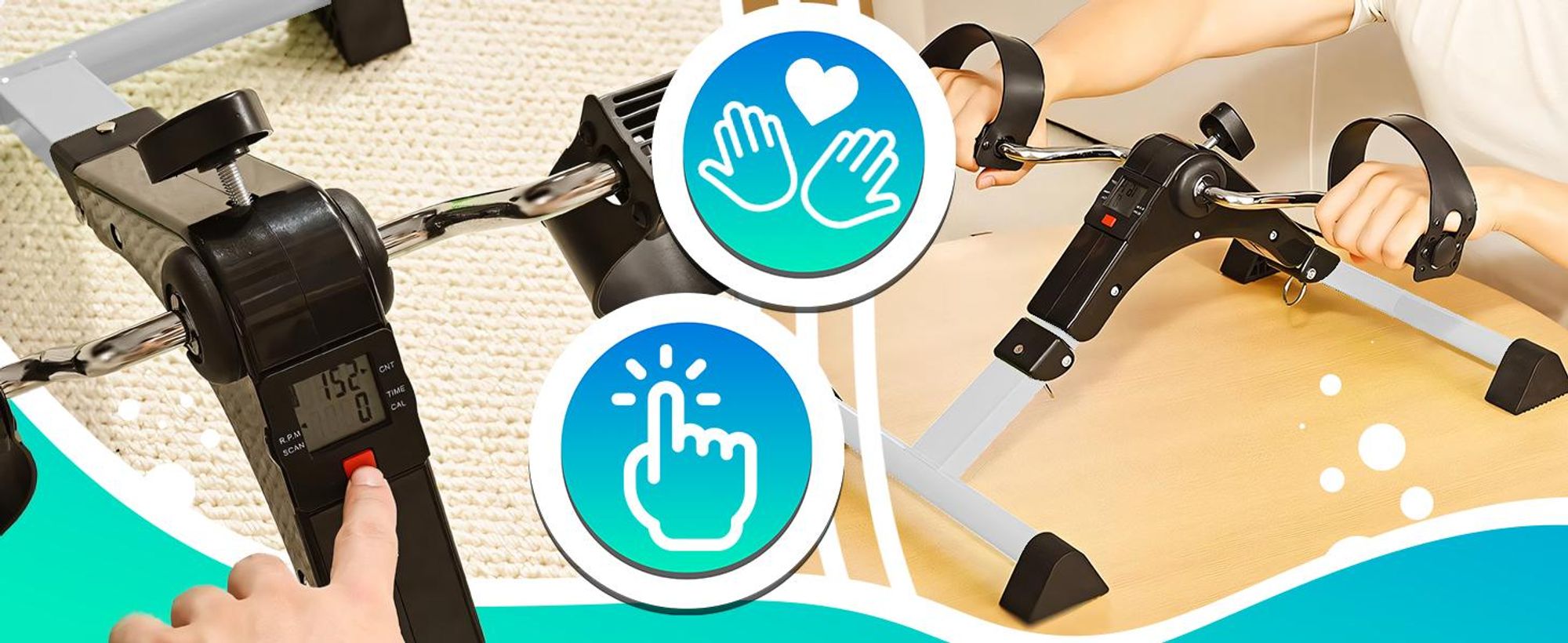 Mini-Heimtrainer, Fitness Fahrrad Pedaltrainer, für Armtrainer und Beintrainer, Muskelaufbau, Ausdauertraining, Bewegungstraining, Trainer LCD Retoo