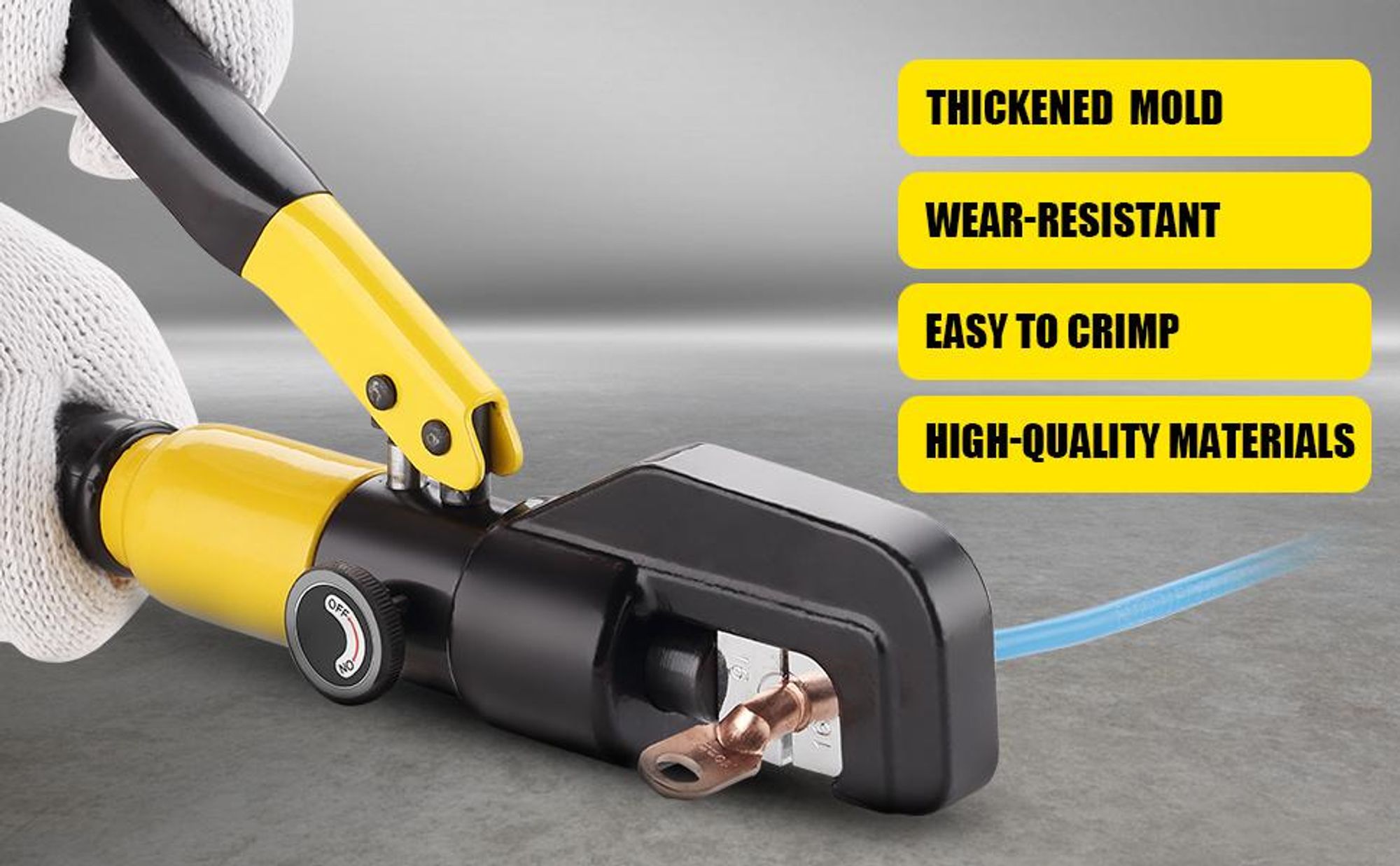 TEENO Hydraulische Crimpzange 10T und Kabelschneider Hydraulische Kabelschuhe 12 bis 2/0 AWG Handcrimper Tool Elektrische Terminal Kabel Draht Kit