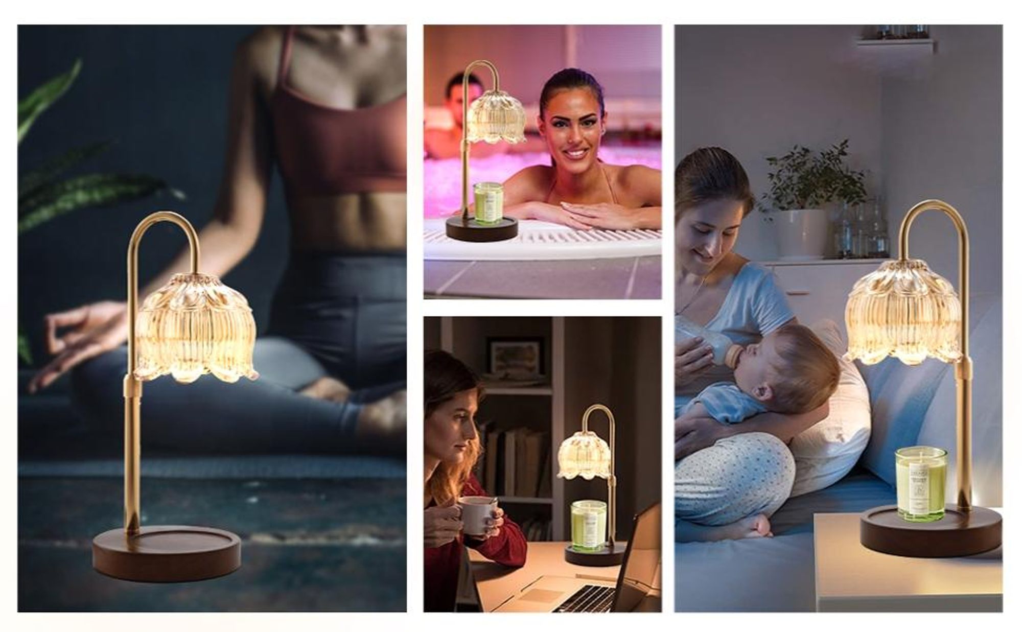 Duftkerzenwärmerlampe mit Timer & Dimmer, Höhenverstellbare Elektrische Duftlampe inkl. 2 Birnen, Flammenlose Kerzenleuchte, Geschenk zum Muttertag
