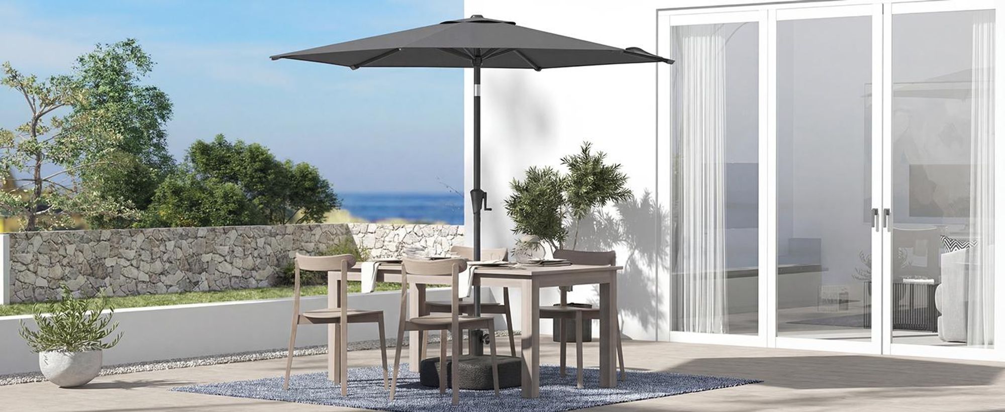 SONGMICS Sonnenschirm Ø270 cm UPF 50+ beidseitig um 30° knickbar