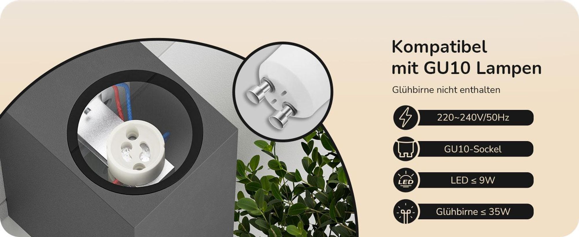 EDISHINE 2er LED Wandleuchte Innen/Aussen, Wandlampe Up Down Warmweiß, Außenwandlampe  Einstellbarer Lichtstrahl, Anthrazit