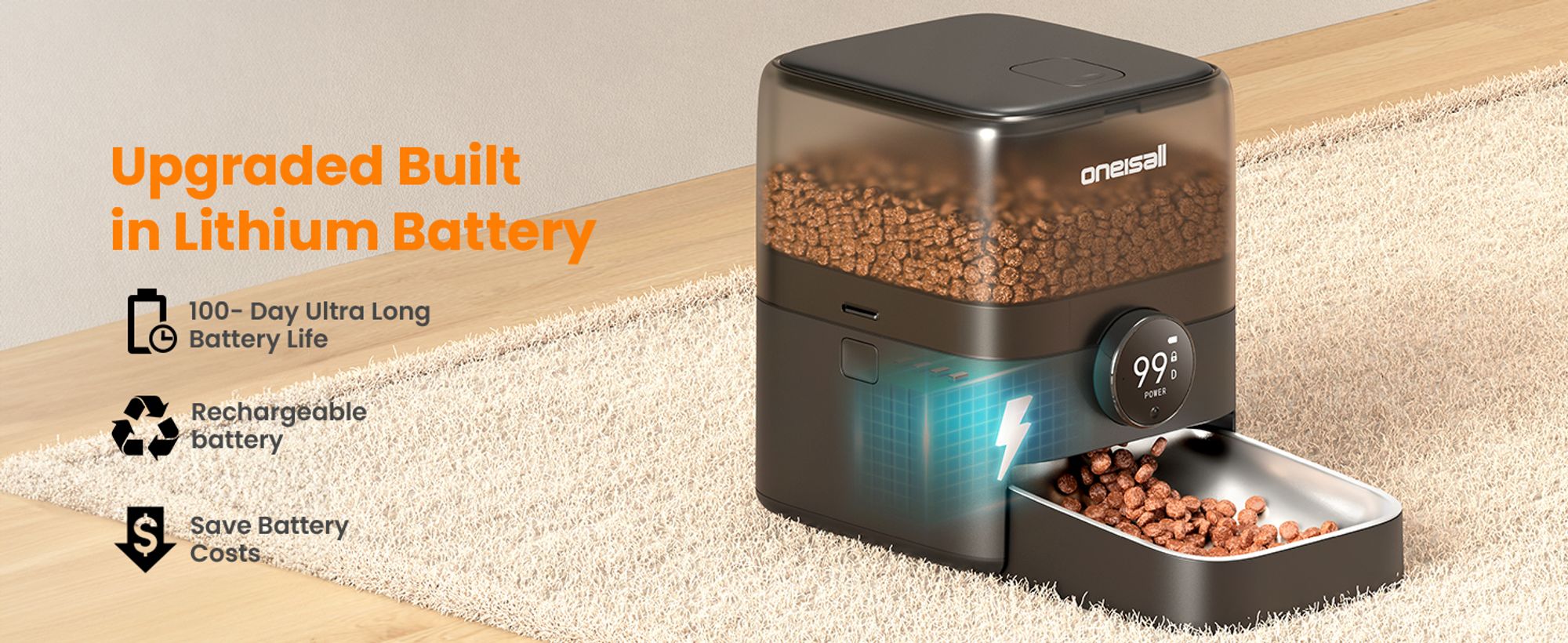 Katzen-Futterautomat Oneisall Kabellos mit APP-Steuerung, 3L ein Nafp/5L zwei Näpfe
