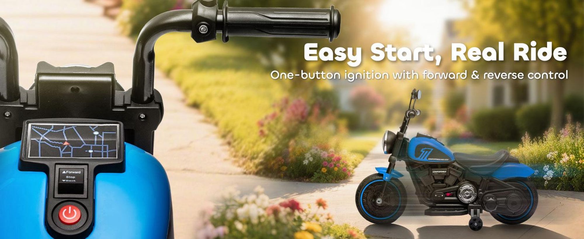 HOMCOM - Elektryczny motocykl dla dzieci, pojazd elektryczny dla dzieci w wieku 1,5-3 lat