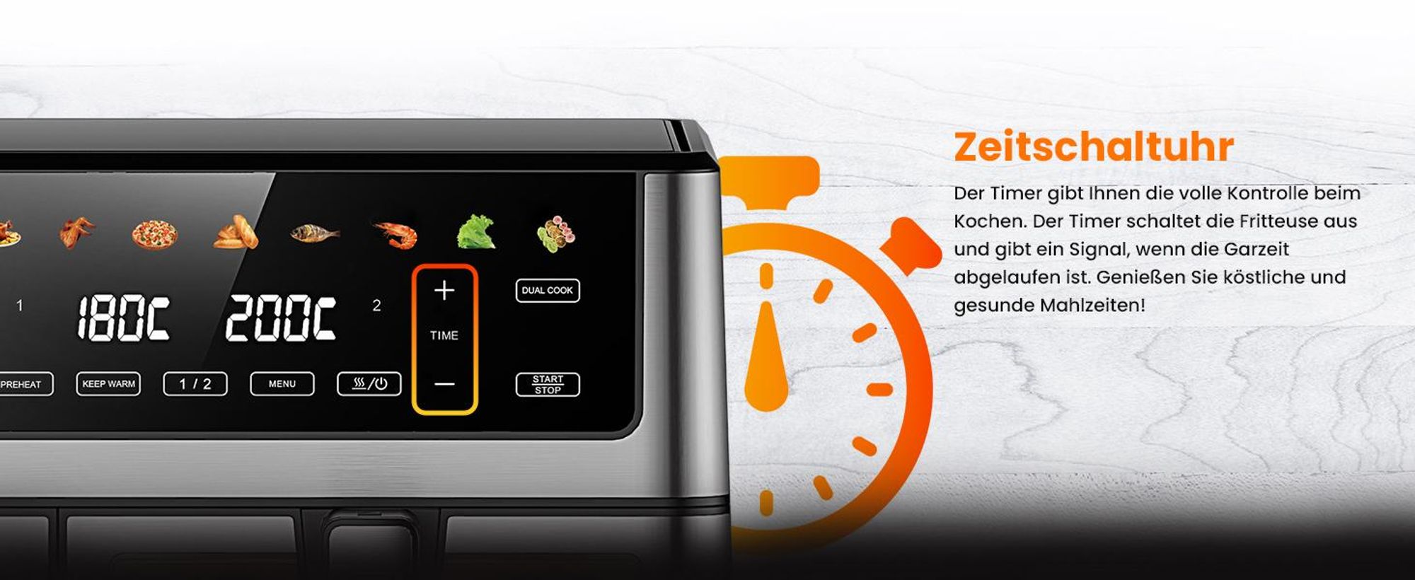 Extralink Air Fryer Dual Basket 10 l Heißluftfritteuse 2500 W mit 2 Körben und Touchdisplay