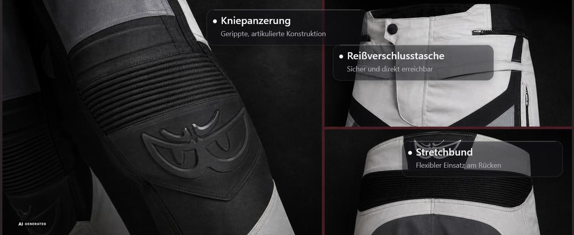 Berik Striker wasserdichte Motorrad Textilhose, schwarz, 54