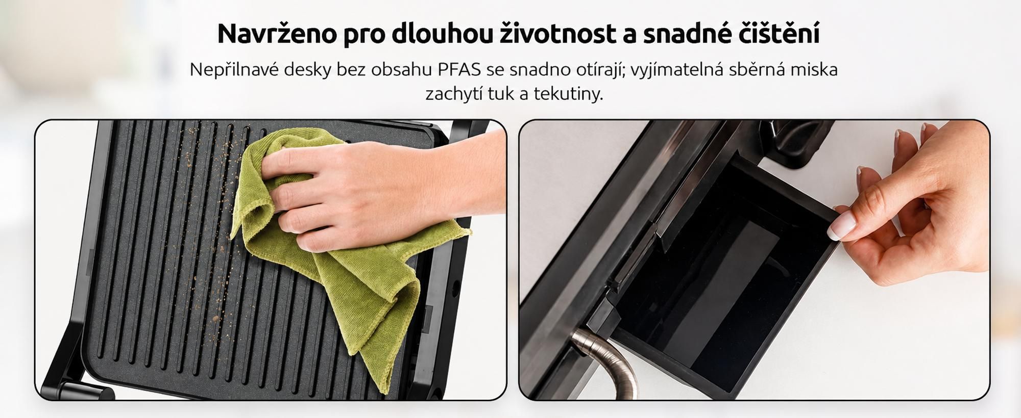 Kontaktní gril Olvy, 1800W, elektrický sendvičovač, 7 programů, panini maker, gril toaster vnitřní gril, desky bez PFAS, stolní gril
